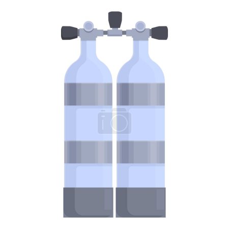 Vector illustration of twin scuba tanks for diving equipment on a clean white background, perfect for underwater adventure sports and recreational activities