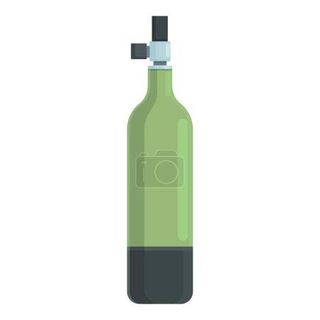 Flat vector illustration of a green olive oil bottle with dispenser