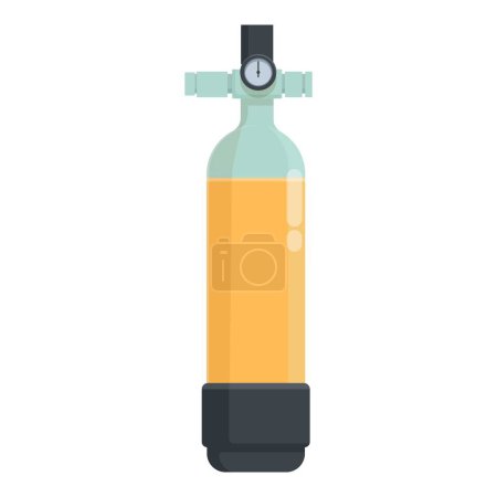 Illustration for Flat vector design of a medical oxygen tank with gauge and valve, isolated on a white background - Royalty Free Image