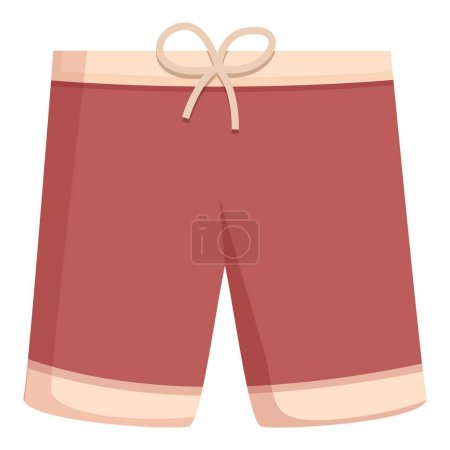 Vector graphic of stylish red and beige casual shorts with a drawstring