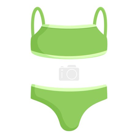 Beautiful green bikini swimwear vector illustration for trendy summer beachwear fashion