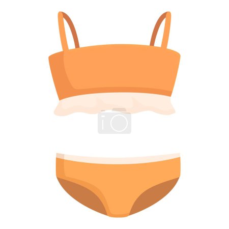 Simple vector graphic of a twopiece orange bikini with frill detail
