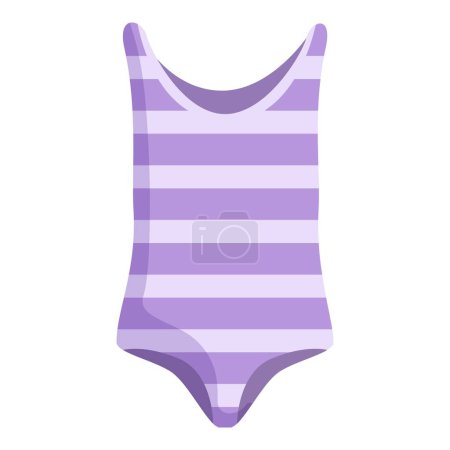 Stylish and trendy purple striped one piece swimsuit illustration for womens summer fashion and beachwear attire, featuring a vibrant and modern stripe pattern