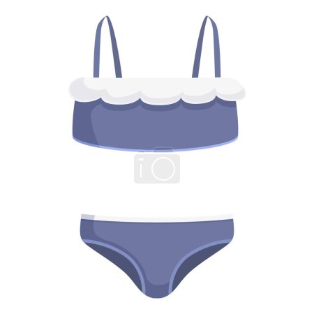 Illustration of a stylish, modern blue bikini swimwear, perfect for summer beachwear and swimming costume, featuring a twopiece design