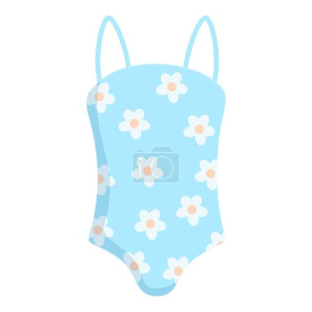 Stylish summer floral swimsuit design with blue and white daisy print for womens beachwear and poolside relaxation activities