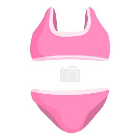 Vector illustration of pink sports bra and matching bikini bottom on white background