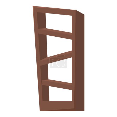Diseño simplista de una estantería vertical de madera sin libros, aislado sobre un fondo blanco