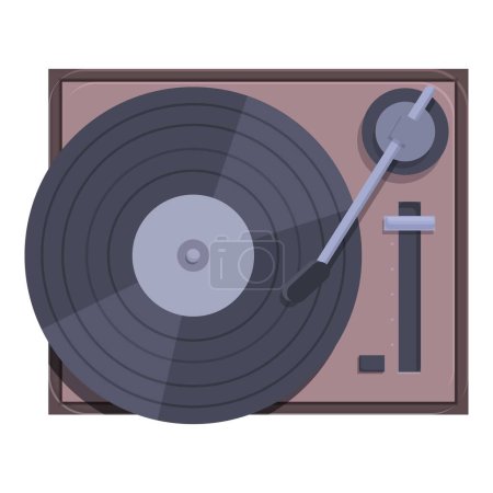 Top view of a classic turntable with vinyl record, isolated on a white background