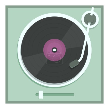 Illustration for Stylized vector illustration of a classic vinyl record player in a flat design style - Royalty Free Image
