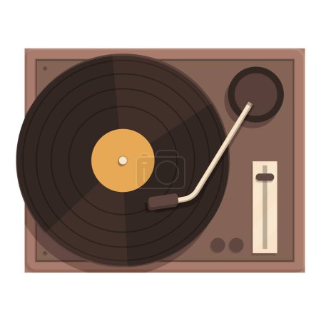 Flat design illustration of a classic vinyl record player in warm tones