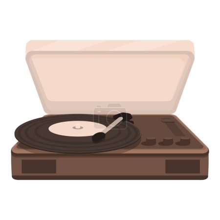 Lecteur de disque brun classique avec un vinyle lp, parfait pour les thèmes de musique rétro