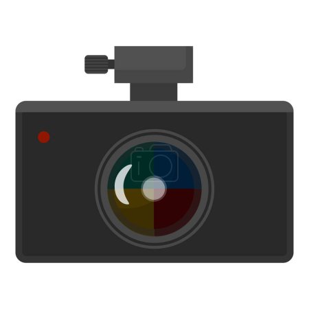 Modern digital camera icon with colorful lens, isolated on white background