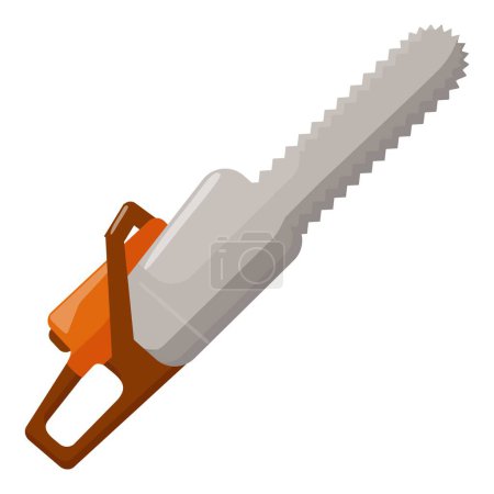 Detailed isometric vector graphic of a modern chainsaw on a white background