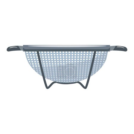 Graphic image of a grey kitchen colander with handles, isolated on a white background