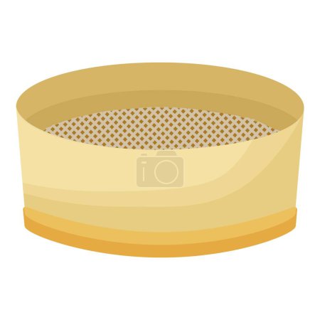 Flat design vector illustration of a traditional bamboo sieve for sifting and straining in cooking and food preparation