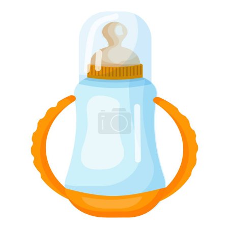 Colorful illustration of a baby bottle with easytogrip handles