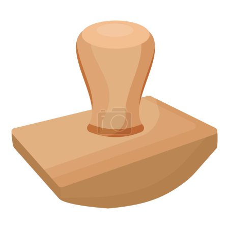 Vector illustration of a blank wooden rubber stamp with a clear background
