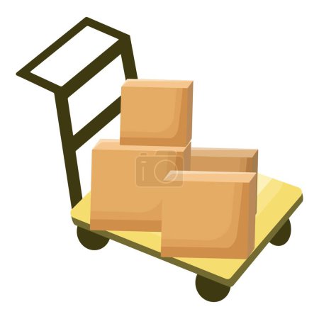 Illustration vectorielle isométrique d'un camion à main avec des boîtes en carton empilées, adaptée aux concepts de déplacement ou de livraison