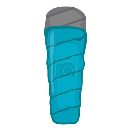 Cartoon sleeping bag illustration for camping and outdoor adventure, featuring a cozy, lightweight, and portable design in blue and grey colors