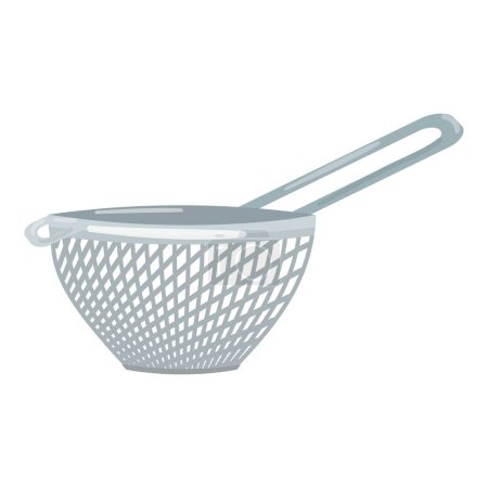 Vector illustration of a grey plastic colander, a kitchen utensil for draining food