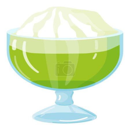 Colorful clipart image featuring a bowl of whipped cream on a clear pedestal