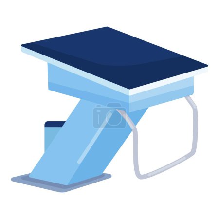 Illustration in isometric style featuring a graduation cap on a stand, symbolizing academic success