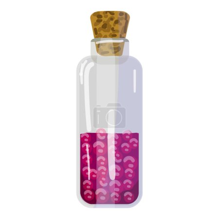 Vector illustration of a sealed glass bottle filled with a bubbling red potion