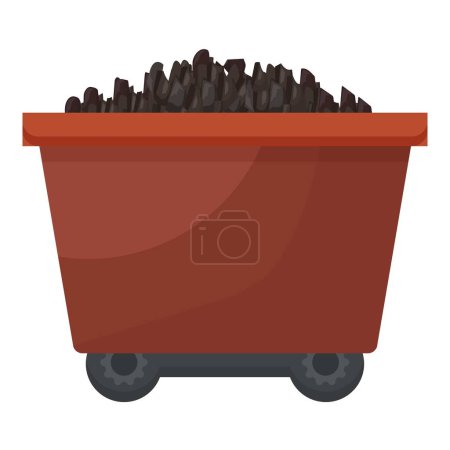 Vektor-Illustration eines schweren Bergbauwagens voller glänzender schwarzer Kohle