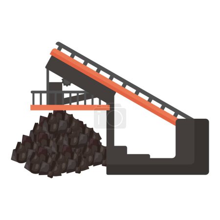 Illustration eines Förderbands für den Kohlebergbau in einer Vektorgrafik zur Darstellung der schweren Maschinen und Anlagen, die in der Industrie zur Gewinnung von Mineralien und zur Produktion von Energieressourcen eingesetzt werden