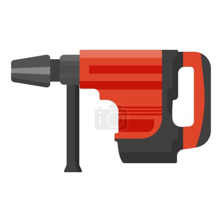 Modern flat design illustration of a red electric drill, suitable for various diy and construction themes