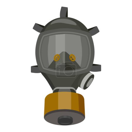 Cartoon gas mask illustration with flat vector design for safety and protection from air pollution and toxic chemical hazard in military and industrial environments