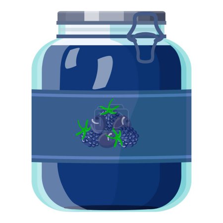 Illustration of a decorative blue glass jar with embossed berry motifs