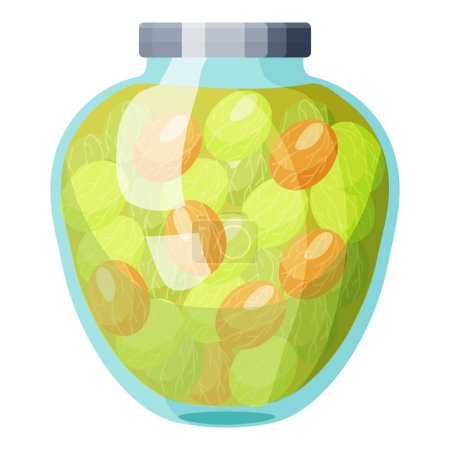 Vektorgrafik eines mit eingelegten Zitronen gefüllten, versiegelten Glases mit eingelegten Zitrusfrüchten
