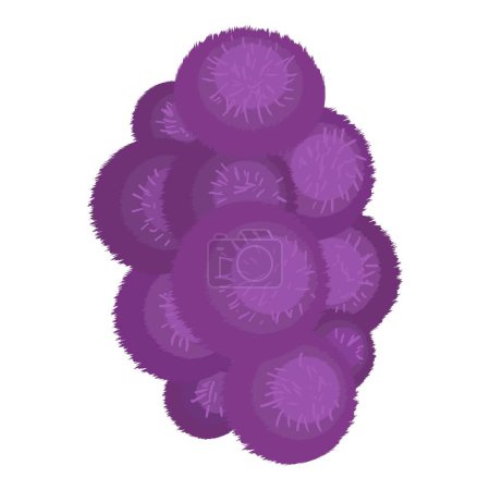 Graphisme numérique de sphères violettes texturées regroupées sur un fond blanc
