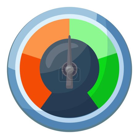 Vibrant and colorful performance meter icon with optimal efficiency gauge and green zone speedometer for business and energy management dashboard vector design illustration