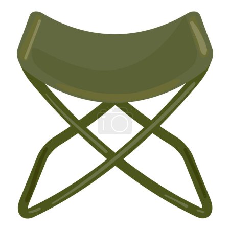 Vektor-Illustration eines einfachen, tragbaren grünen Klapphockers, ideal zum Campen