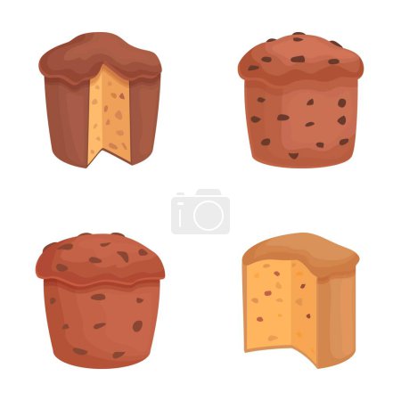 Digital illustration of assorted muffins and sliced pound cakes, perfect for bakerythemed designs