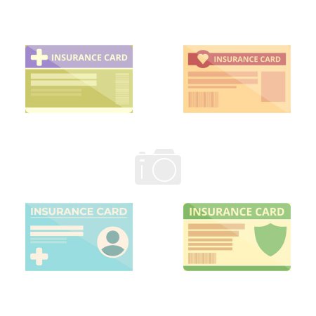 Collection de quatre vecteurs de cartes d'assurance de style différent pour diverses applications
