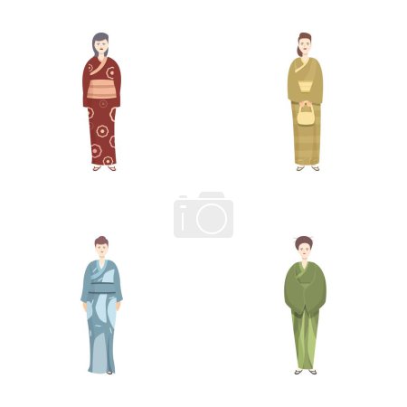 Exquisite Sammlung traditioneller japanischer Kleidung, einschließlich Kimono und Yukata für Männer und Frauen, die das vielfältige kulturelle Erbe und die einzigartige Identität Japans repräsentieren