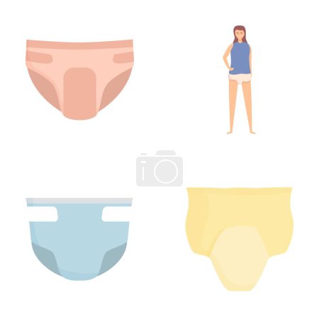 Vector illustration set featuring assorted swimwear and underwear