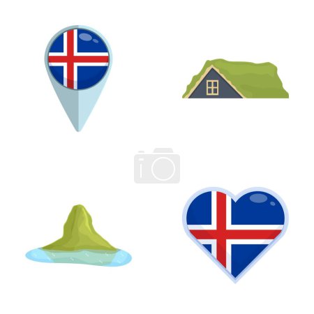 Vektor-Symbole, die isländische Kultur, Geographie und Nationalstolz repräsentieren