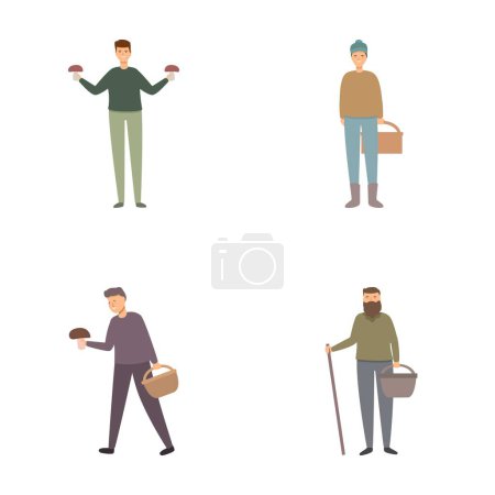 Vector set featuring male characters in various life stages, from youth to elderly