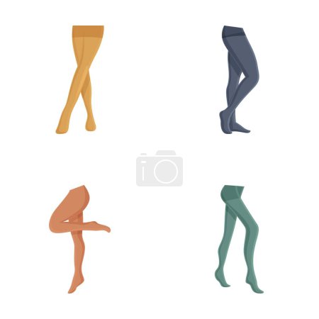 Set of stylish tights and stockings in various colors isolated on white background