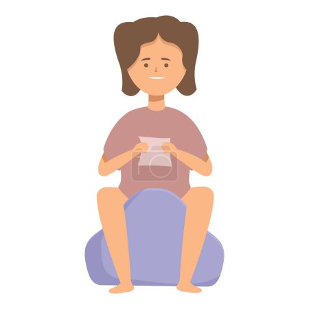 Ilustración de una futura madre haciendo una pose de yoga sentada para el bienestar del embarazo