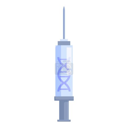 Ilustración de una jeringa de investigación genética con ADN y genética. Ilustración vectorial para ingeniería genética. Ciencias médicas. Biotecnología. Asistencia sanitaria
