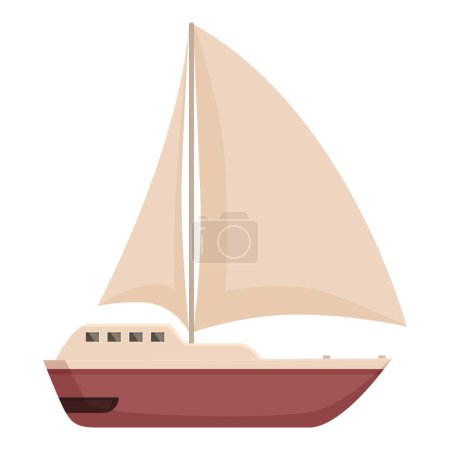 Elegante Segelboot-Illustration mit beigen und kastanienbraunen Segeln auf isoliertem weißem Hintergrund stellt ruhigen Segel-Lifestyle und maritime Erkundung dar
