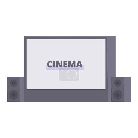 Illustration vectorielle moderne d'un système home cinéma avec écran large et haut-parleurs