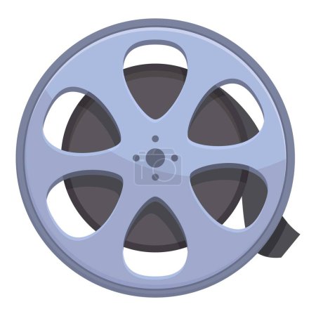 Icono de carrete de película vintage en color gris con tira de película retro y equipo de cinematografía aislado sobre fondo blanco diseño gráfico vectorial editable para los medios tradicionales y la industria del entretenimiento