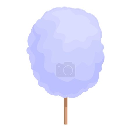 Whimsical cartoon illustration of a pastel blue cotton candy tree in a fantasy forest, perfect for childrens books, playful designs, and sweet confectionery themes