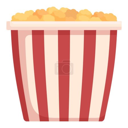 Vector illustration of a full, red and white striped popcorn box, perfect for cinemarelated themes